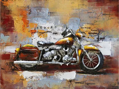 Produktbild von 3D-Metallbild - Motiv: Motorrad - 60 x 80cm