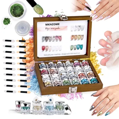 Productafbeelding van Chroom Nagelpoeder Set met Holo Metallic Effect