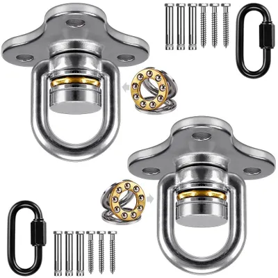 Immagine prodotto di TRANKIELO® - Kit di due ganci a soffitto - Supporto oscillante girevole con cuscinetti a sfera - Adatto per sacchi da boxe e altalene da yoga