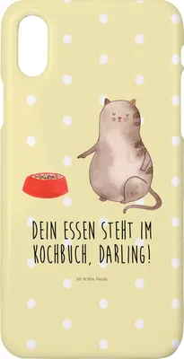 Produktbild von Mr. & Mrs. Panda Iphone 10 Handyhülle Katze Fressen - Gelb Pastell - Geschenk, Hülle, Handy, Cover, X