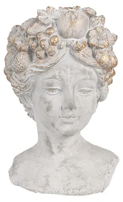 Productafbeelding van Clayre & Eef Binnenplantenpot "Frau", 14x14x22 cm, grijs, steen
