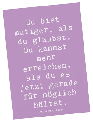 Produktbild von Mr. & Mrs. Panda Fotokarte Spruch Mut und Tapferkeit - Lavendeltraum - Geschenk, Motivation, Postkarten, Ansichtskarte, Grenzen überwinden, Ansichtskarten, Gefühl, Stärke