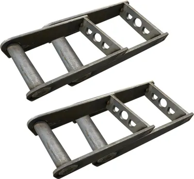 Two metal adapters for a mini excavator, shown against a white background.
