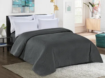 Produktbild von FEBE Tagesdecke Bettüberwurf Dunkelgrau 200 X 220 cm Überwurfdecke Sofadecke Sofaüberwurf Flauschig Mikrofaser Zimmer Deko Throw Blanket