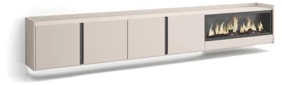 Immagine prodotto di Mobili TV effetto legno beige 315x35x50cm camino effetto fuoco XXL