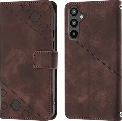 Produktbild von Hülle für Samsung Galaxy A34 Prägung Flip Leder Brieftasche Schutzhülle mit Ständer Braun