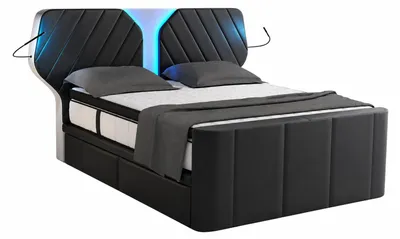 Produktbild von Boxspringbett Nizza mit LED, Schubladen, Matratze und Topper