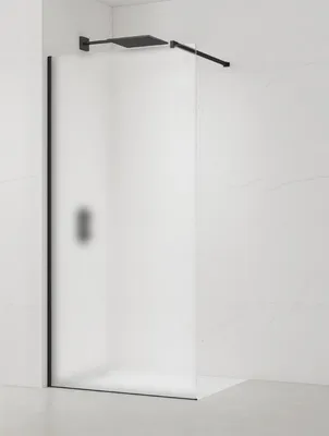 Produktbild von SAT Walk-In Dusche Duschwand Duschabtrennung 120 cm mit schwarzem Profil, vollsatiniertem Glas