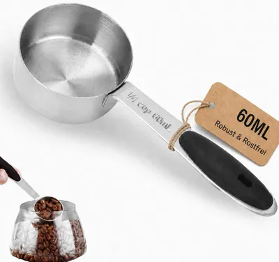 Image de Cuillère doseuse pour café - capacité de 60 ml - cuillère doseuse en acier inoxydable pour café - argentée