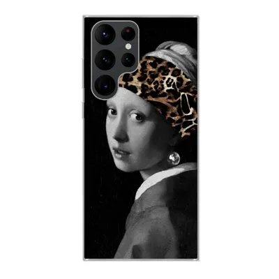 Produktbild von MuchoWow® Handyhülle Schutzhülle Hülle für Samsung Galaxy S22 Ultra Mädchen mit dem Aufdruck - Pantheraufdruck - Schwarz - Weiß Silikon Softcase Handy Hülle - Abbildung