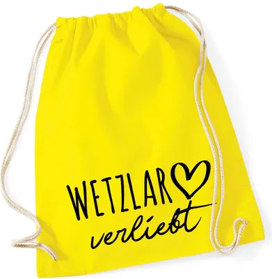 Produktbild von Huuraa Turnbeutel Wetzlar verliebt 12 Liter Yellow Baumwolle Rucksack Geschenkidee