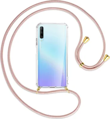Produktbild von Handykette Backcover-Schutzhülle mit Band (Metall goldfarben) für Huawei P Smart Pro 2019 - roségold