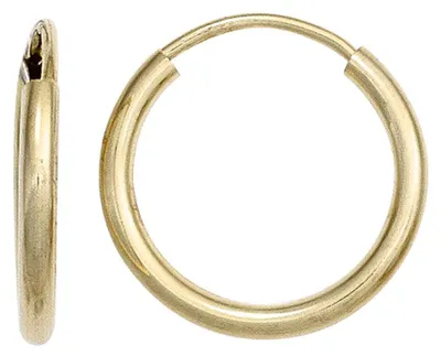 Produktbild von Paar Ohrringe 15mm Creolen aus 585 Gold Gelbgold rund dünn Ohrschmuck Damen