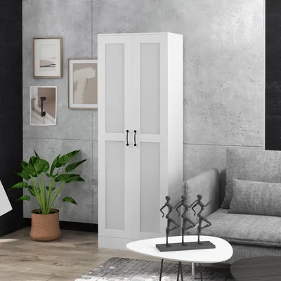Produktbild von Kleiderschrank mit 2 Türen und 4 Einlegeböden, modernes Design, 60 cm (L) x 36,5 cm (B) x 175 cm (H)