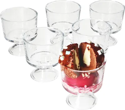 Produktbild von 6x PRIMUS Eisbecher mit Fuß 250ml Dessert-Schale Früchte-Becher Cocktail-Glas