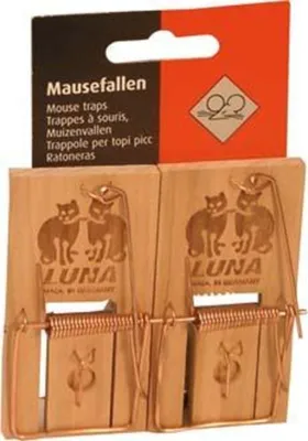Immagine prodotto di Trappola per topi Kerbl Luna 2 pezzi in confezione con grilletto in legno