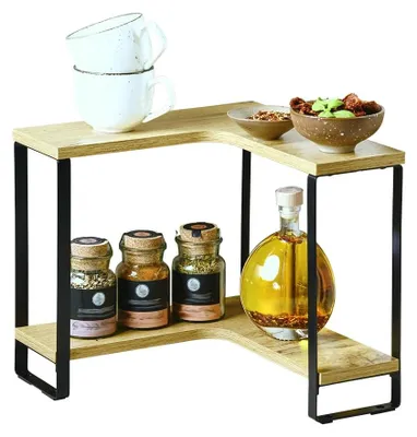 Image de Étagère d'angle pour cuisine, avec 2 niveaux, idéale pour un rangement créatif