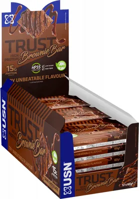 Produktbild von USN Trust Vegan Protein Brownie Bar (12x60g) Dark Chocolate - Riegel - Protein-Riegel