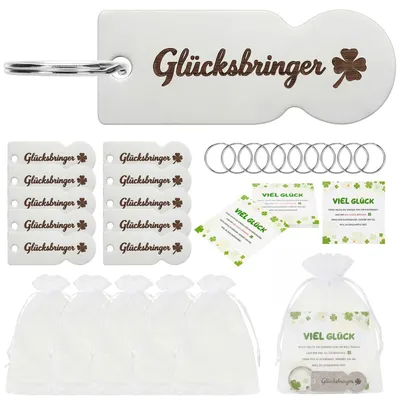 20 Acryl Warenkorbtoken mit Schlüsselanhänger, Glücksbringer, Silber