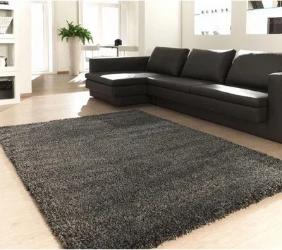 Produktbild von Unyqoos® Hochflor-Teppich Shaggy 140 x 200 cm – 5 cm Florhöhe, Polypropylen, grau meliert, weich & pflegeleicht, für Wohn- und Schlafzimmer