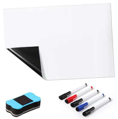 Produktbild von Blendura A3 Magnetische Whiteboard-Folie, Magnettafel für Kühlschrank, 5 Stifte und Schwamm