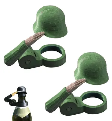 2er-Pack Bierflaschenverschlüsse, Helmdesign, grün