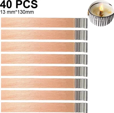 Obrázek produktu pro Dřevěné knoty na svíčky, bezdýmné přírodní knoty s železným stojanem a jádry na svíčky pro DIY výrobu svíček