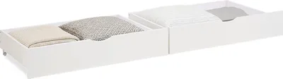 Image de 2 tiroirs de lit avec roulettes – tiroirs de rangement en bois blanc
