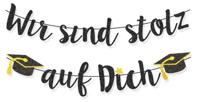 Productafbeelding van Garderingsdecoratie voor afstudeerfeest: "We zijn trots op je" - Zwart en goud