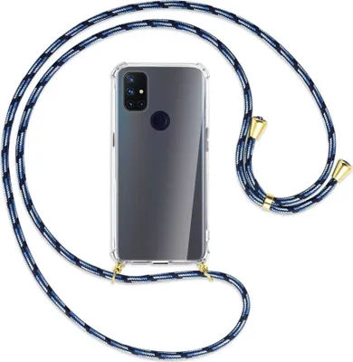 Produktbild von Handykette Backcover-Schutzhülle mit Band (Metall goldfarben) für OnePlus Nord N10 5G - Blautöne