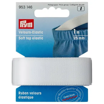 Obrázek produktu pro Pruženka velurová, 25 mm, bílý, 1 m