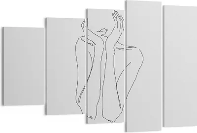 Produktbild von Bild auf Leinwand - Leinwandbild - 5 Teile - Träumerei Frau Skizze - 150x100cm - Wand Bild - Wanddeko - Wandbilder - Leinwanddruck - Bilder - Wanddekoration - Leinwand bilder - EG150x100-4414
