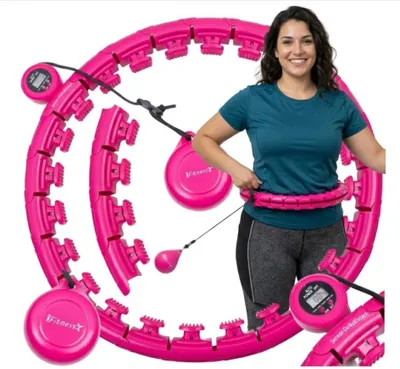 Zdjęcie produktu dla Hula Hop z obciążeniem Fitness-Star licznik LCD wypustki różowe 45 cm