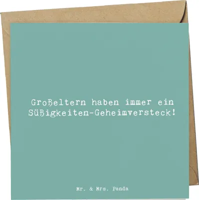 Produktbild von Mr. & Mrs. Panda Grußkarte Spruch Großeltern Süßigkeiten - Meeresbrise - Geschenk, Verwandte, Enkelkinder, Weisheit, faltkarte, Generationen, Klappkarte, anlasskarte