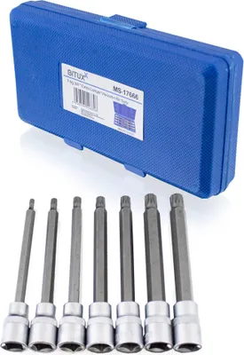Produktbild von Bituxx Vielzahn Bit Satz 7tlg, M4-M10, 3/8 Aufnahme, 110 mm lang, blau, MS-17666