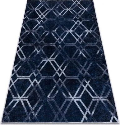 Produktbild von MIRO 51805.802 Waschteppich Geometrisch, Gitter Anti-Rutsch - blau Blau 160x220 cm