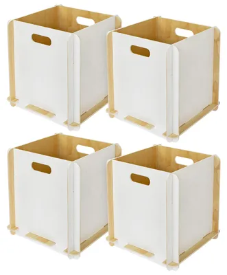 Zusammensteckbare Holzbox 32 cm Weiß Aufbewahrungsbox passend für Kallax und Expedit 4 Stück