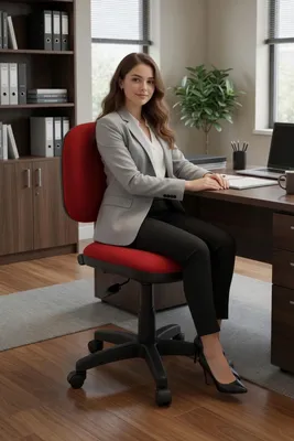 Produktbild von Bequemer Bürostuhl in Rot mit ergonomischem Design und verstellbarer Höhe