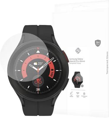 Image de Cazy Verre Trempé Compatible avec Samsung Galaxy Watch5 Pro 45mm - Protecteur D'écran Transparant - 2 Pièces