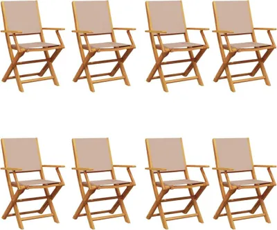 Immagine prodotto di vidaXL Sedie da giardino 8 pz. Pieghevoli in tessuto taupe e legno massiccio