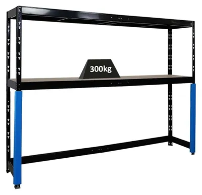 Produktbild von Garagenregal HERCULES | HxBxT 180x240x50cm | 2 Lagerebenen | Fachlast 300kg | Schwarz