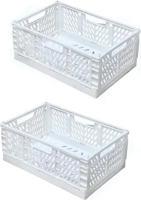 Produktbild von Faltbare Kunststoff Aufbewahrungsboxen 2 Stück, 30x20x12 cm, Weiße Aufbewahrungsbox für Kinderzimmer