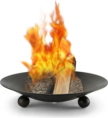A fire pit with burning logs on a white background.