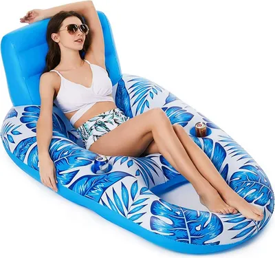 Produktbild von Aufblasbare Pool-Schwimminsel aus PVC mit Kopfstütze und Getränkehaltern – ideal für Strand- und Poolpartys, für Kinder und Erwachsene.