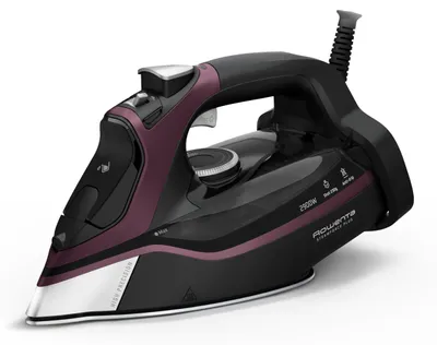 Image de Rowenta SteamForce Pro, Fer à repasser à vapeur, 230 g/min, Noir, Bordeaux, 120 g/min, 0,35 l, Cœur, Côté, Pointe