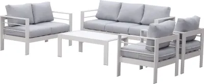 Produktbild von MeXo von GLP HOME  Lounge Gartenmöbelaus Aluminium, Gartenlounge Set für 5-7 Personen, (Spar-Set, Essgruppe 4-5-tlg., 1x3er-Sofa, 1xEinzelsessel, 1x2er Sessel, 1xTisch), Sitzgruppe, Balkonmöbel, Sitzgarnitur Wetterfest für Indoor Outdoor