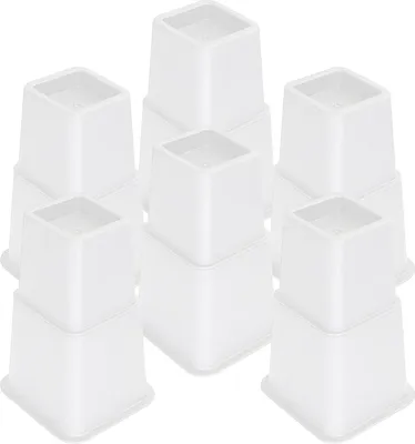 Zdjęcie produktu dla Zestaw podwyższeń do mebli JustValue – 6 nóżek – 8 / 11 / 20 cm – do 600 kg – biały