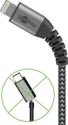Produktbild von Goobay 49267, 0,5 m, USB A, Lightning, Männlich, Männlich/Weiblich, Schwarz, Grau