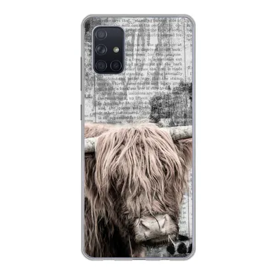Produktbild von MuchoWow® Handyhülle Schutzhülle Hülle für Samsung Galaxy A71 Schottischer Hochländer - Vintage - Text Silikon Softcase Handy Hülle - Kartenbesitzer