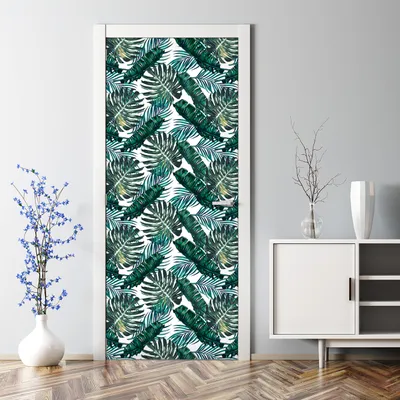 Produktbild von Dekorative Klebefolie selbstklebend Tapete Türposter Große Tropenblätter 77 x 200 cm